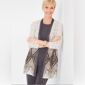 Travelers Collection Chico’s foiled peacock‎ jacket size 2(12/L)